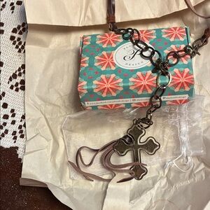 Cross Pendant Necklace with Brown Leather Cord